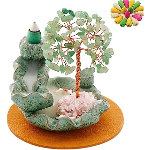 Dreamgirnh Backflow Incense Burner, Waterfall Incense Holder, Gemstone Money Tree Home Decoration, Office Desk Accessories for Women, House Warming Gifts New Home Fathers Day Dad Gifts Cover