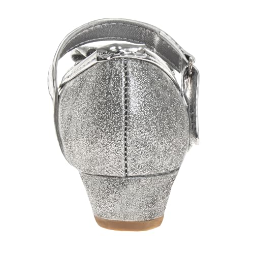 Josmo Sparkly Colors Girl Dress Shoes with Bow, Rubber Sole Closed Toe Block Heel Shoes for Toddler to Big Kid, Comfortable Formal and Party Wear Slip-On Pumps3