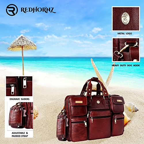 Image of Genuine Bombay Leather 16 inch Laptop Office Messenger Bag for Unisex /Professionals (L=16.5,B=8,H=12 inch, Bombay Brown) (BROWN)