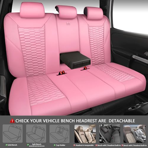 Image of CAR PASS 3D Foam Mesh Leather Car Seat Covers Full Set, Pink Breathable Mesh Faux Leather Seat Covers for Women, Universal Fit for Car SUV Truck Sedan Automotive, Armrest Airbag Compatible, All Pink