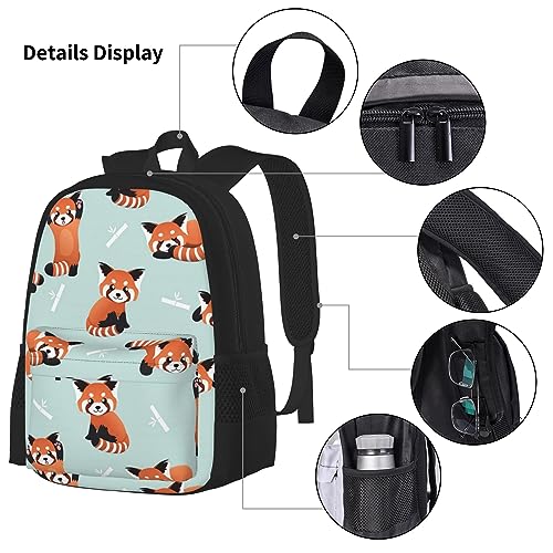 3pcs backpacks for boys/girls Red panda Backpack with Lunch Bag and Pencil Case book bag4