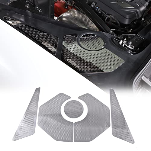 Image of Engine Bay Side Panel Cover Trim Compatible with Chevrolet Corvette C8 2020-2026, Rear Engine Covers, Engine Compartment Side Panel Decoration Accessories 5Pcs (Silver)
