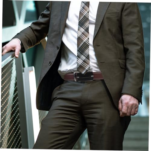 1Pc Automatic Buckle Men Belt Stylish Leather Waist Strap for Gentlemen Durable Cowhide Suitable for Business Attire4