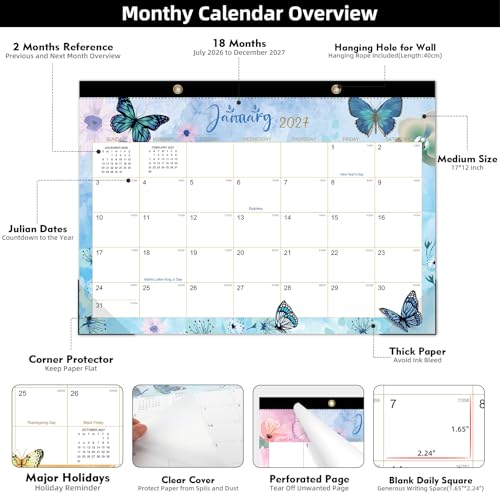 Image of Tcamp Desk Calendar 2026-2027, Large Desktop /Wall Monthly Calendar