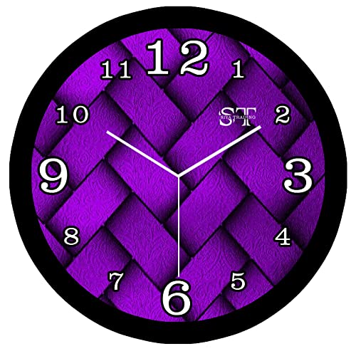 Siya Trading Plastic Round Shape Color Line Wall Clock with Black Frame, (28 cm x 28 cm)