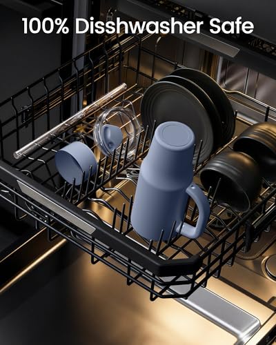 Image of Renoj Insulated Mug 100% Spill Resistant Insulated Water Bottle for Iced Coffee & Hot Drinks - Fits Car Cup Holder, Ideal Gift, 2 Straws & Silicone Boot - FlexSlide Navy Blue 40 oz