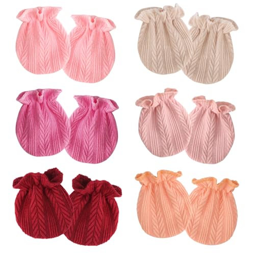 Image of AQOKKA Newborn Baby Mittens No Scratch Cotton Elastic Wrist Gloves Infant Toddler Mittens for Baby Boy Girl 0-6 Months