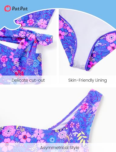 Image of PATPAT Family Matching Swimsuits: Mommy and Me One Shoulder Colorblock Bathing Suits One Piece Swimwear Sets