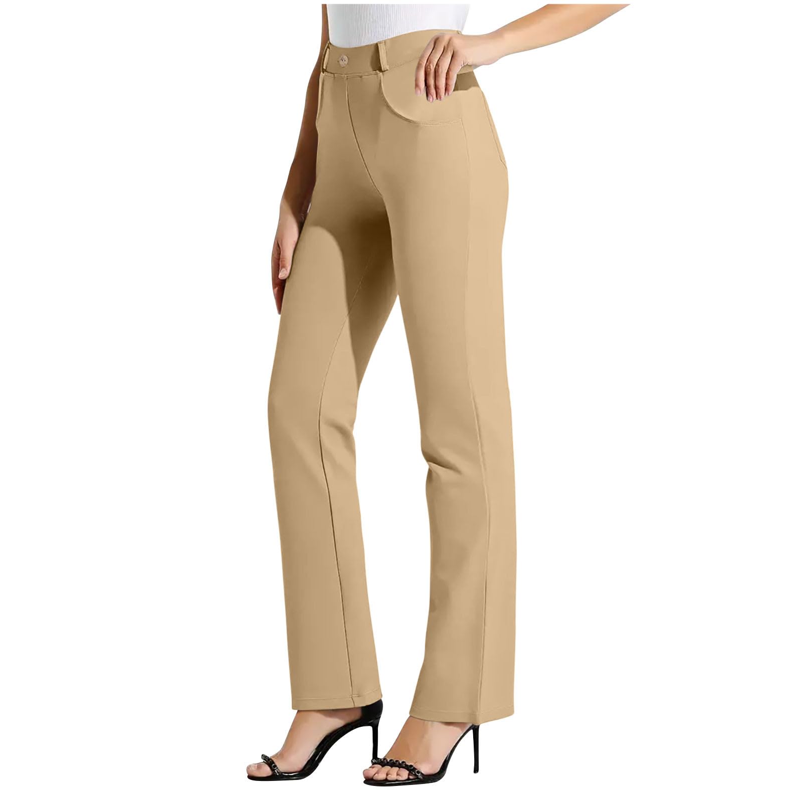 Women Bootcut Dress Pants Stretchy High Waist Work Pant Wide Leg Pull On Office Slacks Business Casual Office
