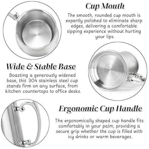 Image of Goaste 2 Packs Tankard Style Beer Mugs, 20 OZ Double Walled Stainless Steel Beer Stein, Heat Insulated Coffee Mug Tumblers with Big Grip Handle for Hot or Cold Beverages, Milk, Tea, Bar Drinkaware