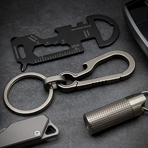Green Beret Tactical Titanium Carabiner Keychain, Quick Release Heavy Duty Key Chain Bottle Opener Car Keyfob Multipurpose Secure Keyring #TOP6
