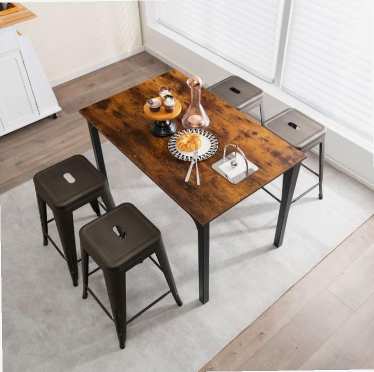 Image of Green 24 Inch Tolix Style Stackable Bar Stool Set 4-Piece Powder-Coated Metal Chairs 330lb Non-Slip X-Frame