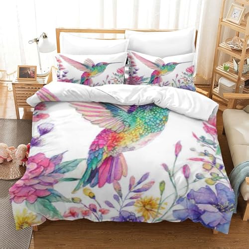 Housse de couette effet 3D colibri en vol de qualité supérieure ultra douce
