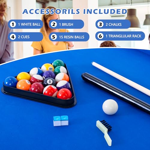 Image of RAYKEEP 4.5Ft /6Ft Foldable Pool Table, Portable Folding Billiard Table for Kids and Adults, Indoor Pool Arcade Game Table w / 2 Cue Sticks, Ball Set for Family Game Rooms