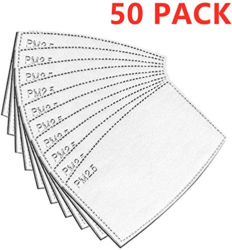50PACK PM 2.5 Activated Carbon Filter Replacement for Breathing Insert Protective Mask Anti