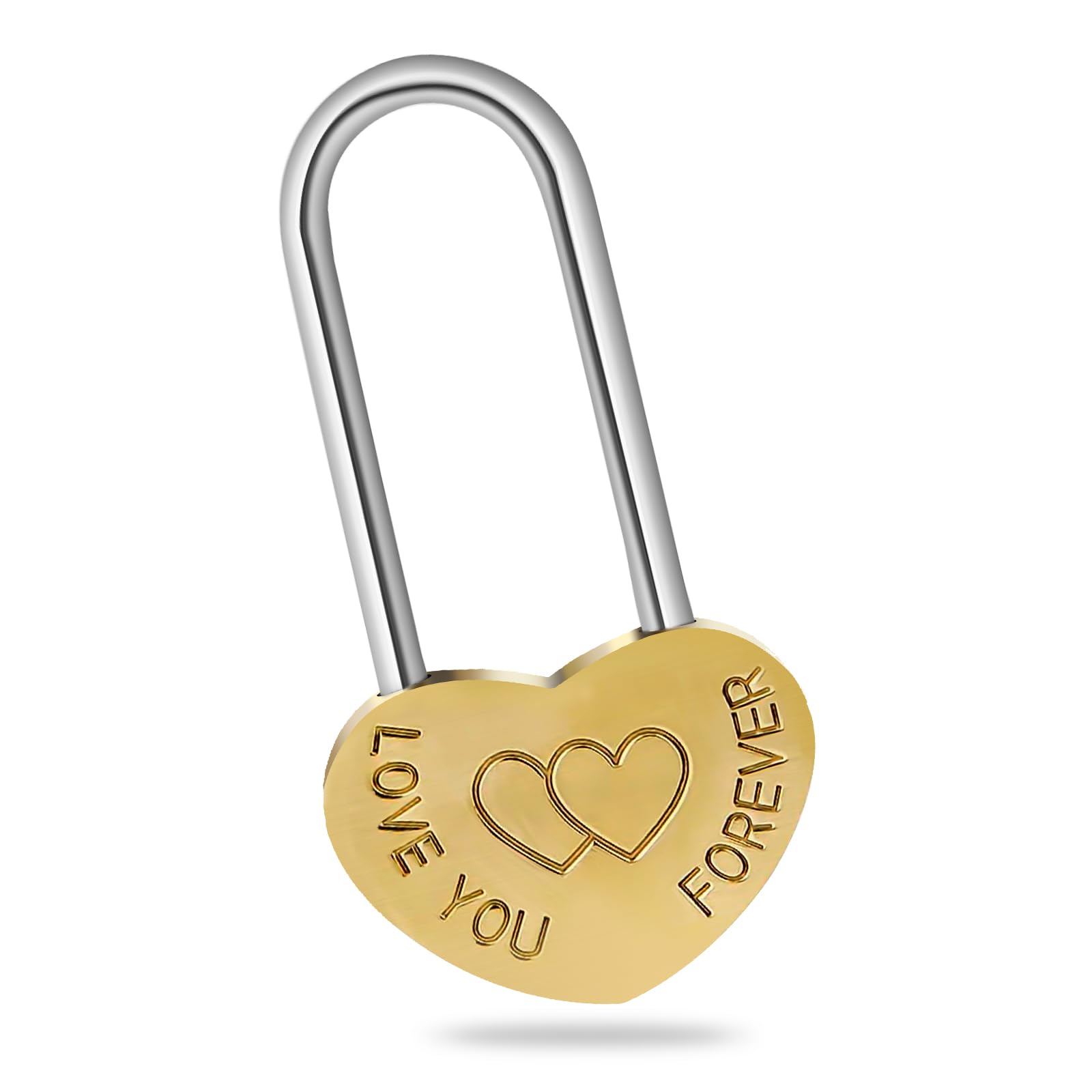 Single Heart Padlock Everlasting Love Solid Brass Heart Lock Heart Lock Love Lock Engraved Love You Forever Wish Lock for Wedding Anniversary Travel Valentines(NO Key)