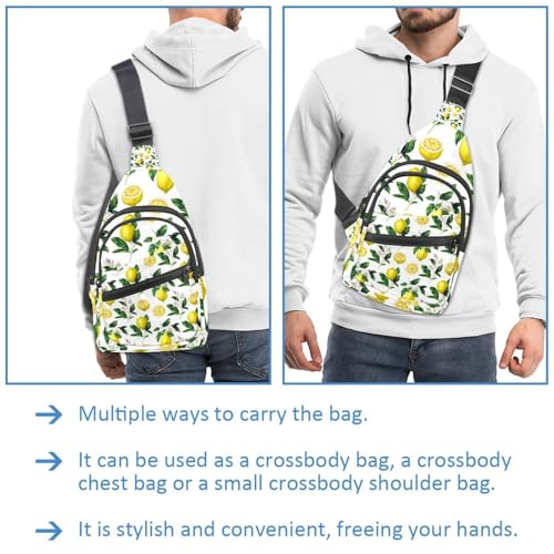 Bolsa de pecho para mujer con correa ajustable y estampado frutal de limón multicolor 2