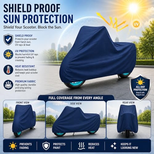 Image of Activa 6G Waterproof Heavy Duty Scooter Cover | Rain, Dust & UV Protection | Full Body Two Wheeler Cover | Windproof Outdoor Use | Premium Blue