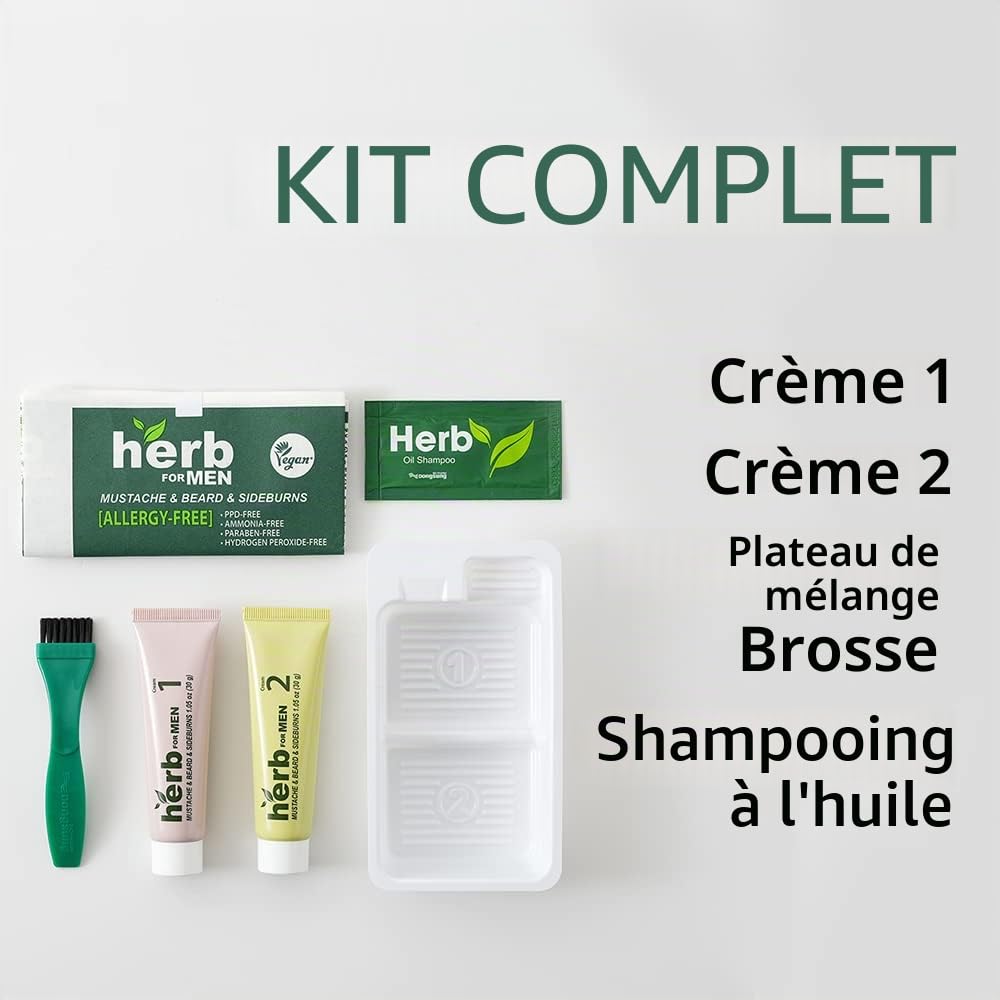 Teinture pour Moustache et Barbe Sans PPD ni Ammoniaque, Ingrédients Végétaliens Naturels, Sans Odeur, Sans Irritations Cutanées pour Peau Sensible – Noir Naturel.