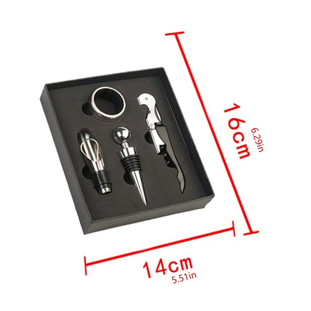 Juego de 4 abrebotellas de vino de cerveza, tapón de vino, sacacorchos, vertedor, botella de vino, regalo práctico
