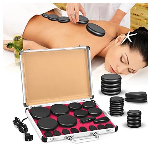 Hot Stones Massage Set 18 Pieces Hot Stones with Heater Kit Hot Stones for Massage Bianstone Massage Stones Rocks for Home Spa Warming Relaxing Pain Relief