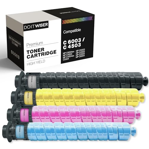Do it Wiser Compatible Toner Cartridge Replacement for Ricoh MP C6003 MP C4503 MP C5503 MP C6004 MP C4504 MP C5504 Printer - 841849 841851 841852 841850 (4 Pack) - High Yield