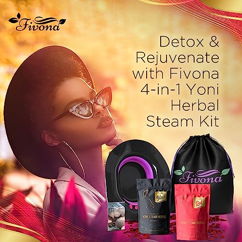 Image of Fivona 4-in-1 Yoni Steaming Kit - Foldable Over The Toilet Steamer Seat with Black and Red Yoni Steam Herbs and Storage Bag - Effective Detox pH Balance Cleansing and Relaxation - at Home V-SPA