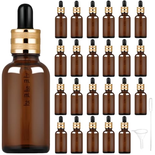【Facile da trasportare】Ogni bottiglia di vetro da 30 ml include il tappo contagocce e misura: 3,2cm/1,3