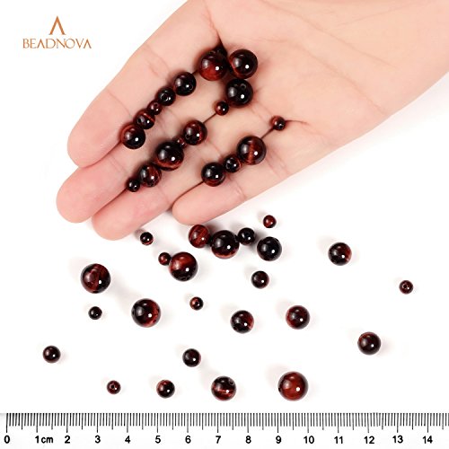 Image of BEADNOVA 4mm Red Tiger Eye Gemstone Round Loose Beads for Jewelry Making (90-92pcs)