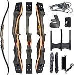 TOPARCHERY Recurve Bow for Adult & Youth Beginner, 62" Wooden Takedown Recurve Hunting Bow for Outdoor Training Practice Right Handed 20lbs