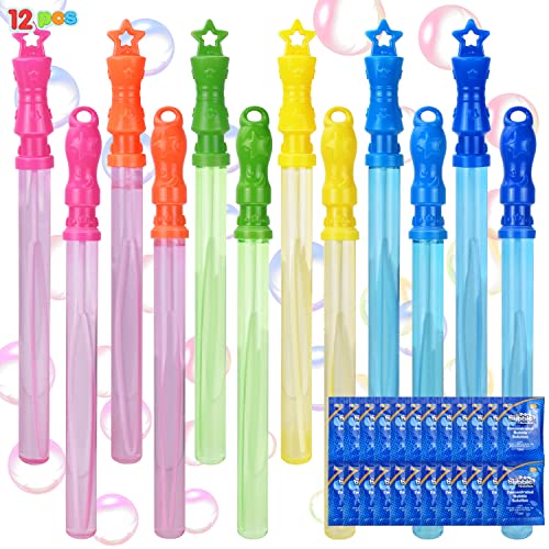JOYIN 12 Pack 14â€™â€™ Large Bubble Wands Toy, Value Pack Summer Toy, Toddler Bubble Wands Bulk, Halloween Birthday Party Favors, Kids Indoor and Outdoor Toys