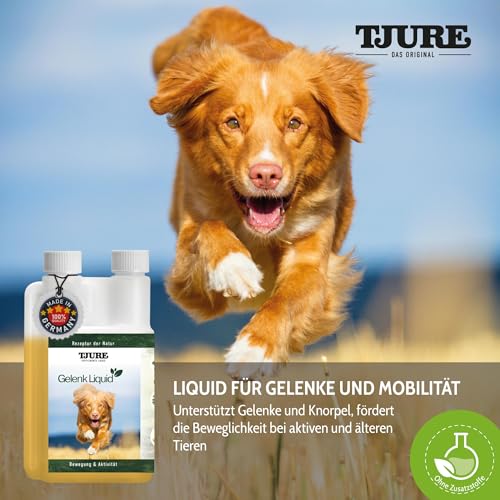 TJURE Gelenk Liquid für Hunde | 3 x 500 ml Sparset | Ergänzungsfuttermittel mit pflanzlichen Inhaltsstoffen | Zur Unterstützung der normalen Beweglichkeit | Teufelskralle & Hagebutte | Made in Germany