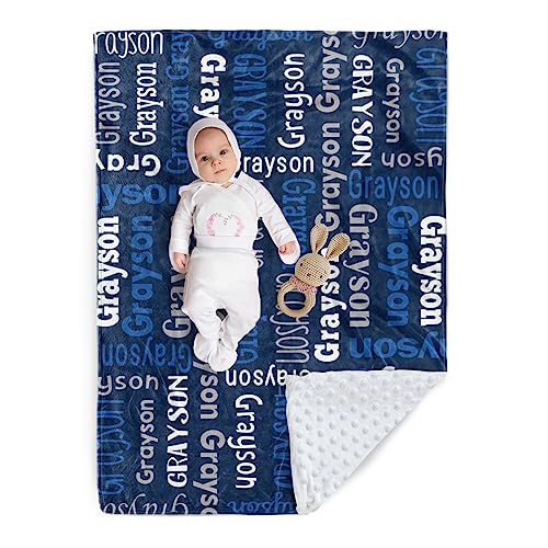 Custom Baby Blanket - Personalized Names Design - Soft Plush Blanket with Double Layer Dotted Backing for Boys Girls Color05(30x40 inches)