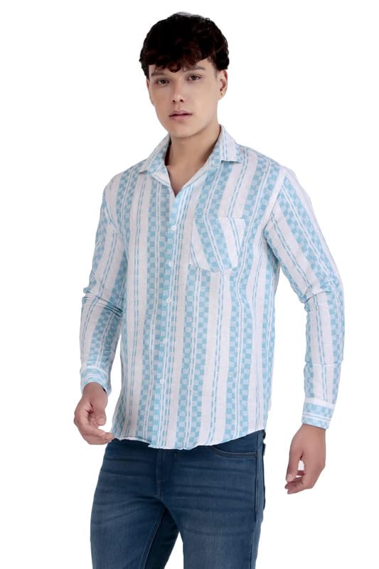 Image of Men's Khadie Cotton Long Sleeves Striped Casual Shirt