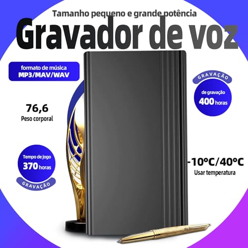 Gravador de Voz plaud note Digitalcom Função de Gravação de 400 Horas de MP3 Gravador de Voz Espião