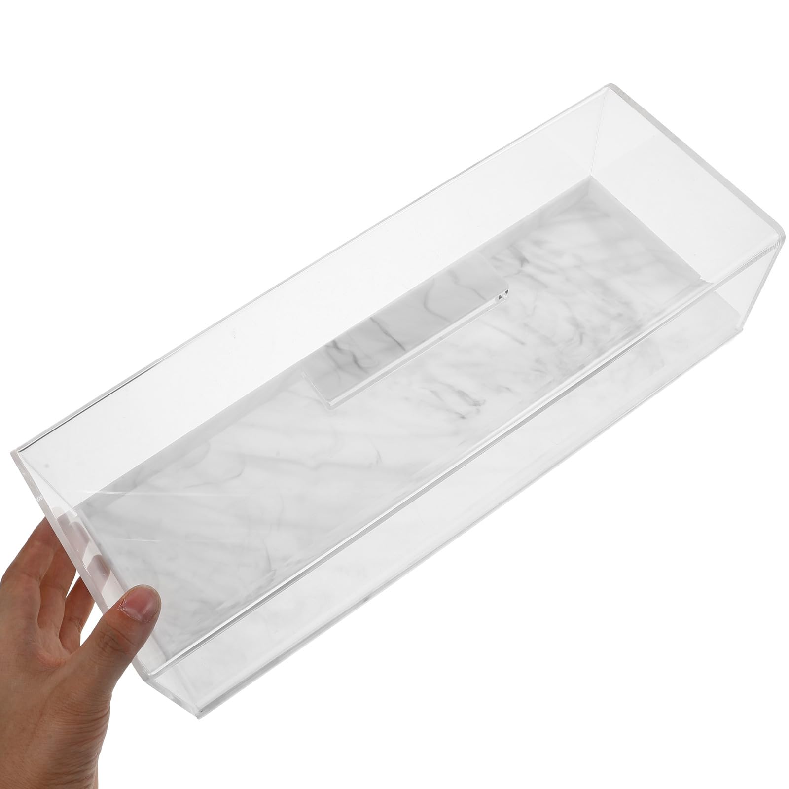 Cabilock Plateau à Dessert Rectangulaire en Acrylique Blanc avec Cloche à Fromage Multifonctionnelle et Design Gain de Place Cuisine et Maison Élégante