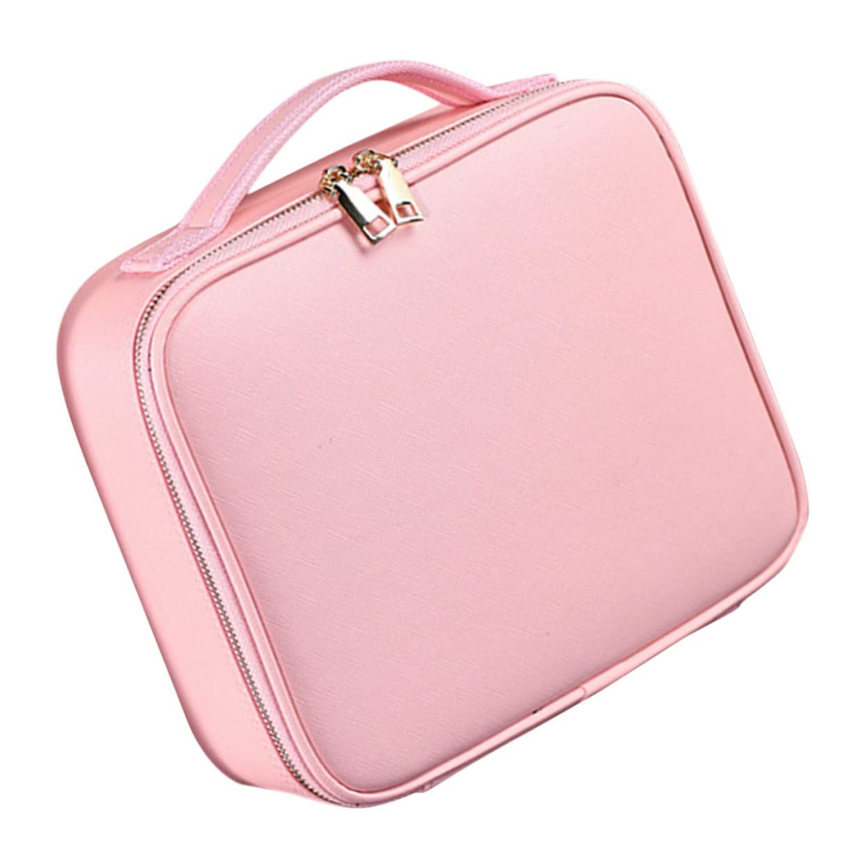 Estuche de Maquillaje Rosa de PU, Portátil y Gran Capacidad