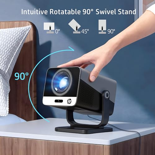 Image of HP MC475 Official Licensed App Native 1080P Full HD Mini Projector with WiFi & Bluetooth, Portable Projector 4K Support, Auto Focus, Short Throw Smart Movie Projector for Outdoor & Bedroom