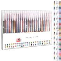 Xumann 48 Pcs 1.0 mm Glitter Gel Pens for Coloring Books Drawing