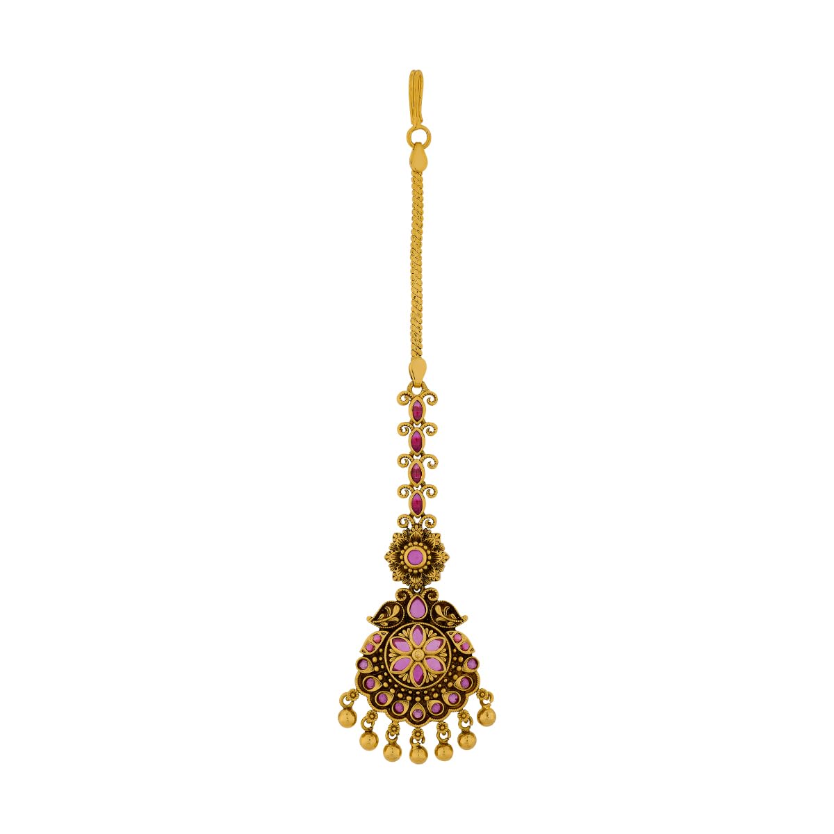 Fashion Jewellery Ruby Gold Polished Copper Antique Tikka, Best for Festive Season & Special Occasion - 449226-image-27
