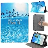 Universal 10 10.1 11 Inch Android Tablet Case, Dluggs Multi-Angle Viewing Stand Case Cover with Hand Strap for 9.5-11 Inch Tablet, Beach