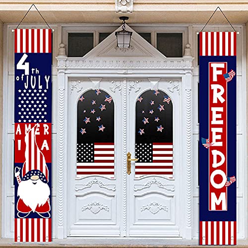CSH Gnome Patriotic Porch Decorations, 4th of July Decorations Outdoor, Patriotic Decorations, Independence Day Decorations Indoor or Outdoor, Gnome Hanging Banner, President Day, Banner Day.
