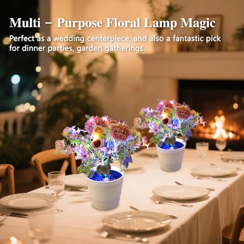 Image of Artificial Pink Flower Night Light Bedroom Wedding Party Coffee Decor | Gifts for Women Mom Wife Girlfriend Birthday Valentines Mothers Day Christmas Anniversary Housewarming