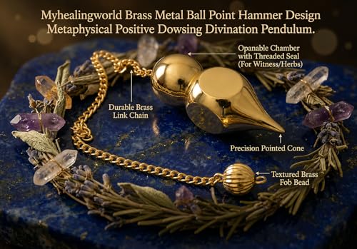Image of Hammer Design Openable Brass Pendulum for Reiki Healing, Dowsing & Chakra Balancing - Divination & Meditation Tool for Energy Cleansing