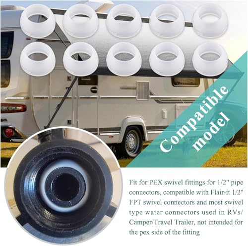 Image of 16435 Plastic Santoprene Swivel Seal, Fit for PEX Fittings /Valves, 30 pcs | 1 /2 inch PEX Swivel Cone Washer RV Water Line Gasket Fits Most RVs, Camper, Travel Trailer Swivel Type Water Connectors
