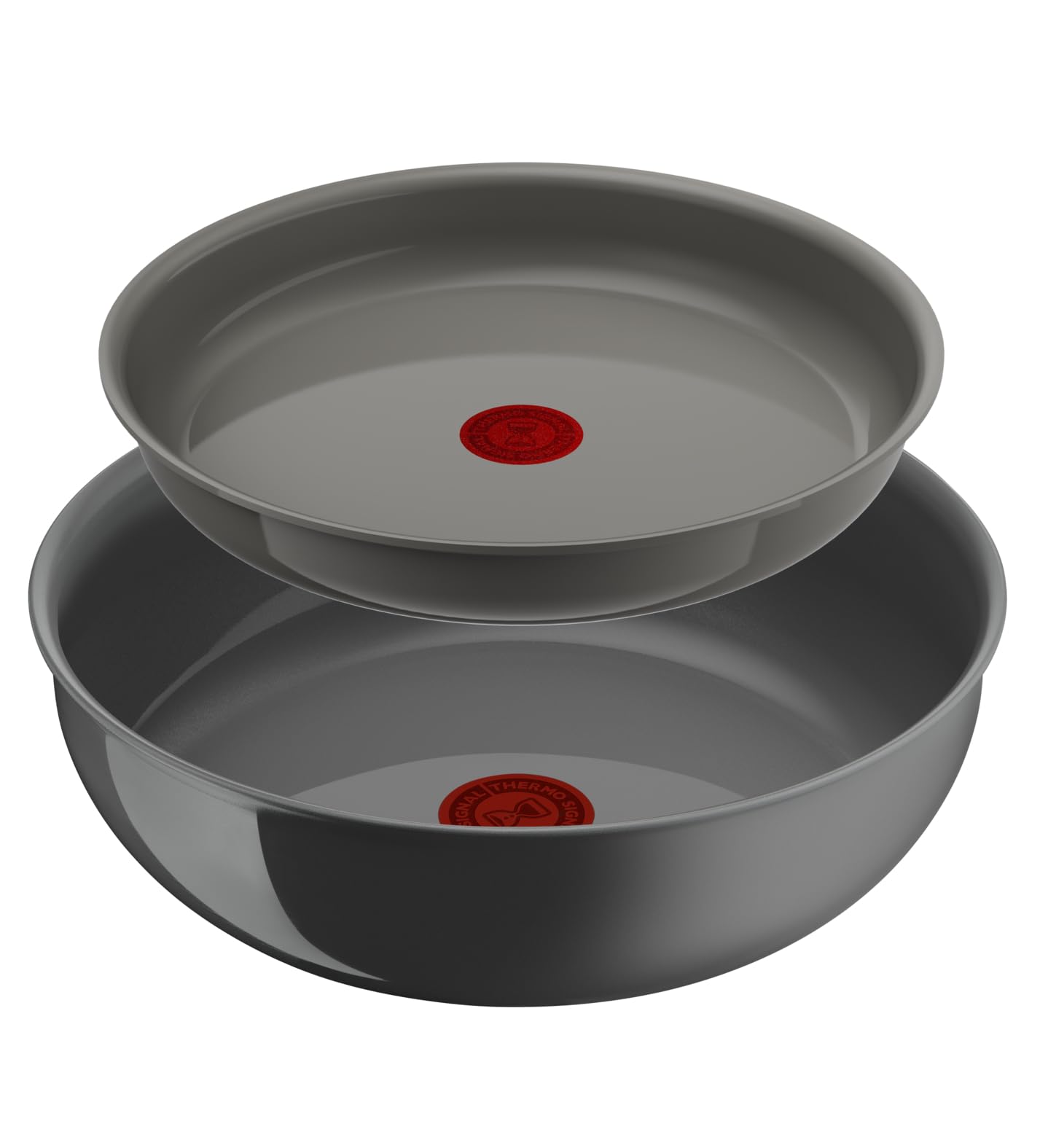 Lagostina Ingenio Vivissima, Set Padella 24cm e Wok 26cm in Ceramica Antiaderente con Manico Rimovibile Beige, 100% Alluminio Riciclato e Tecnologia Thermo-Signal, per Tutte le Fonti di Calore