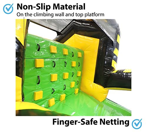 40-Foot Long Inflatable Obstacle Course with Climbing Wall, Venom Yellow and Black, 11-Foot Wide by 11-Foot Tall, Commercial Grade Interactive 2 Lane Bounce House for Kids, Blower, and Stakes Included - Image 6