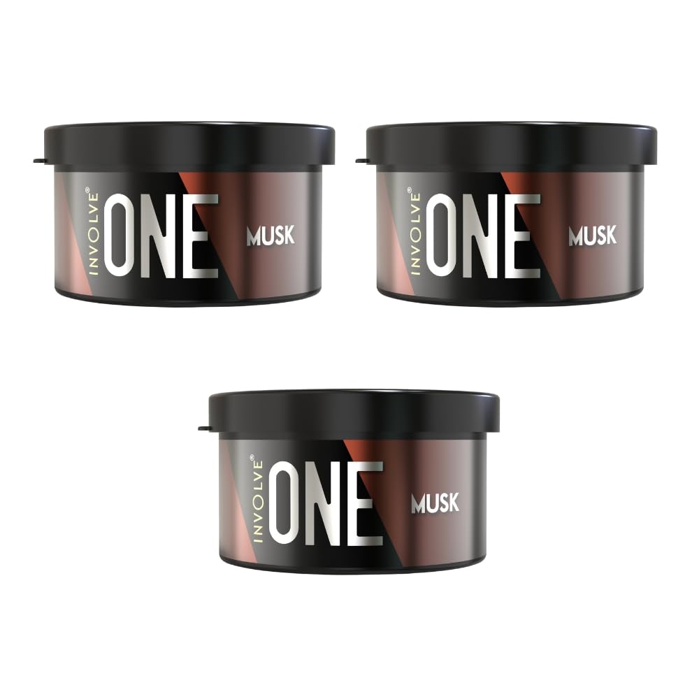 Involve your senses One Musk Organic Car Perfume - Pack Of 3 | Fiber Air Freshener To Freshen'Up Your Car -40g Each | Car perfume | Car accessories interior| Leak Proof