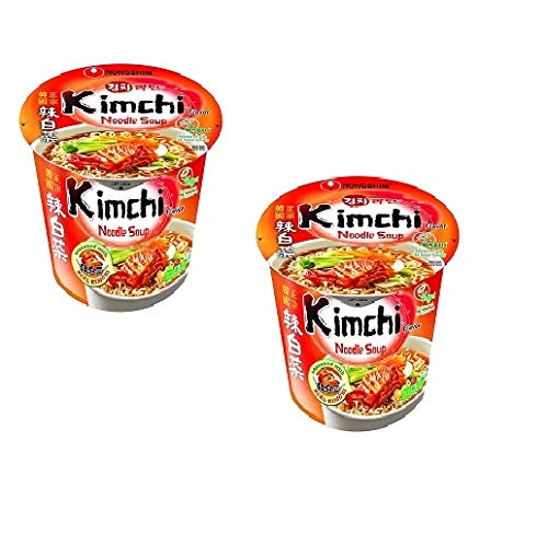 Image of Nongshim Shin Ramyun Vegetarian Kimchi Instant Noodles Cup 75Gm*2Pack (Pack Of 2) (Imported)