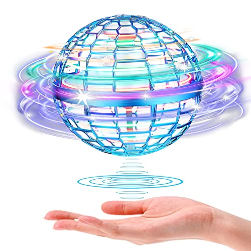 FLYNOVA PRO Flying Ball, Bola Voladora Mini Drone para Niños Flying Orb Boomerang Rotación de 360 ​​° con LED RGB Luces, Hover Ball UFO para Niños y Adultos(Azul)